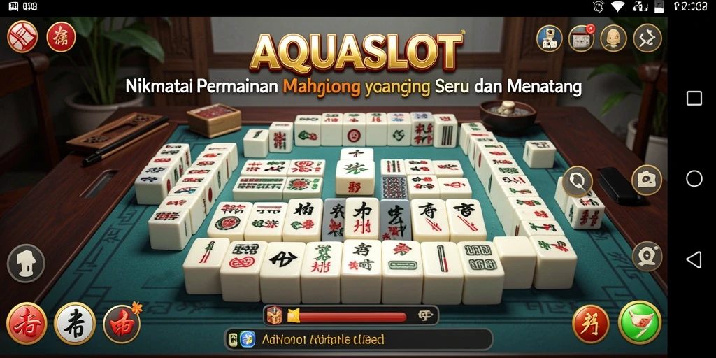 Tampilan seru gameplay Mahjong di AQUASLOT yang penuh tantangan.