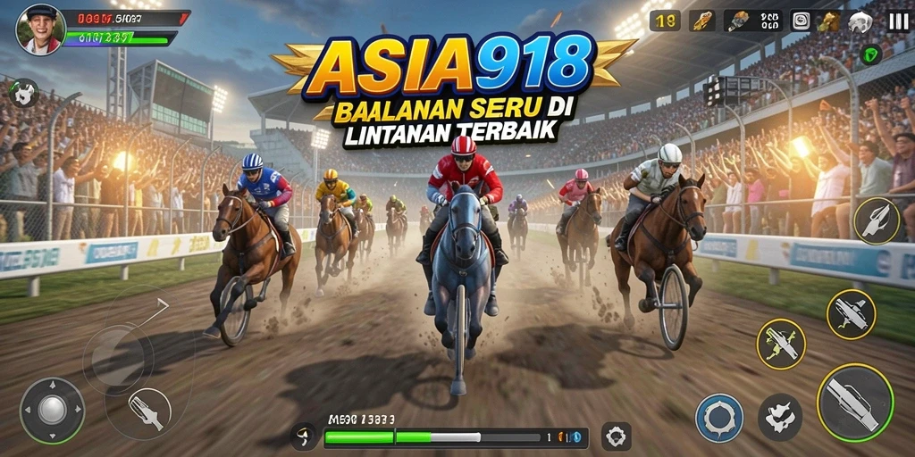 Screenshot gameplay yang menampilkan aksi balapan di ASIA918.