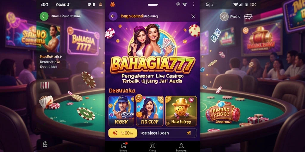 Screenshot BAHAGIA777 menunjukkan dealer profesional dalam sesi permainan Live Casino yang mendebarkan.