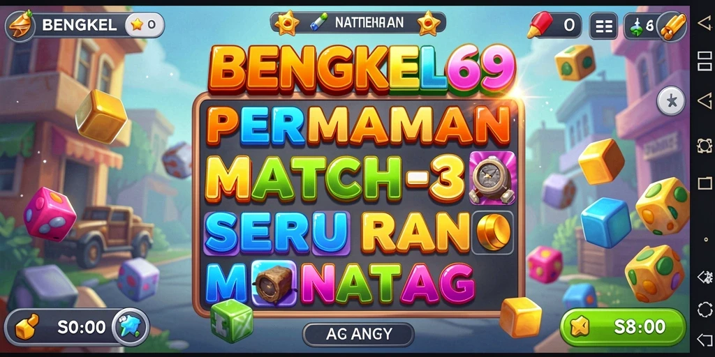 Screenshot dari gameplay BENGKEL69 yang menunjukkan aksi mencocokkan objek.