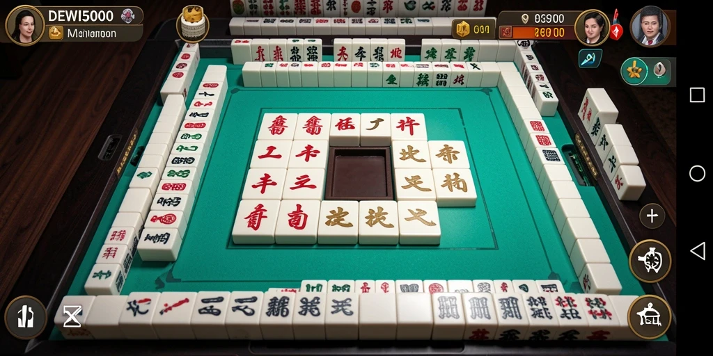 Screenshot gameplay DEWI5000 menunjukkan aksi menarik permainan Mahjong.