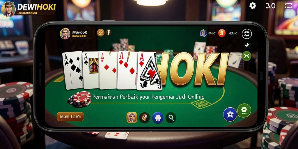 Screenshot gameplay DEWIHOKI menampilkan aksi poker seru dan pemain bersaing.