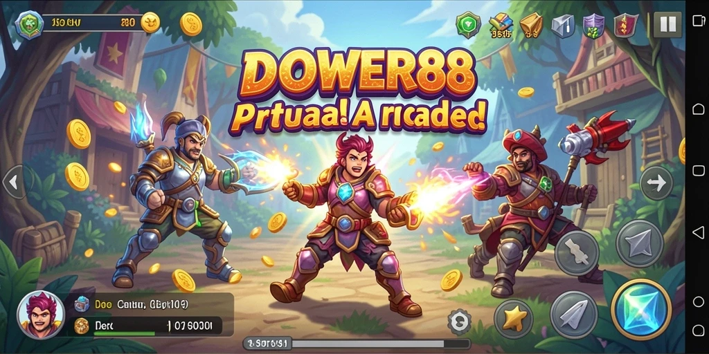 Screenshot DOWER88 menampilkan aksi seru dalam gameplay Arcade yang menegangkan.