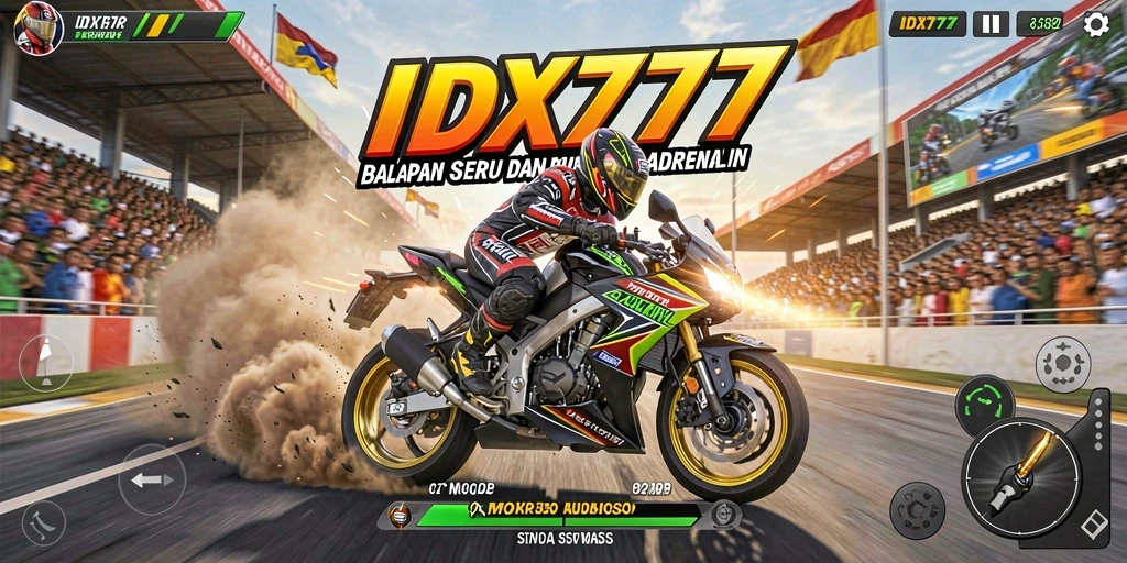 Tampilan aksi seru balapan motor di <strong>IDX777</strong> yang mendebarkan.