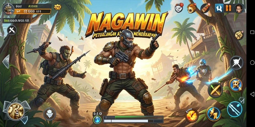 Screenshot NAGAWIN menampilkan pertarungan aksi yang intens dan mendebarkan.