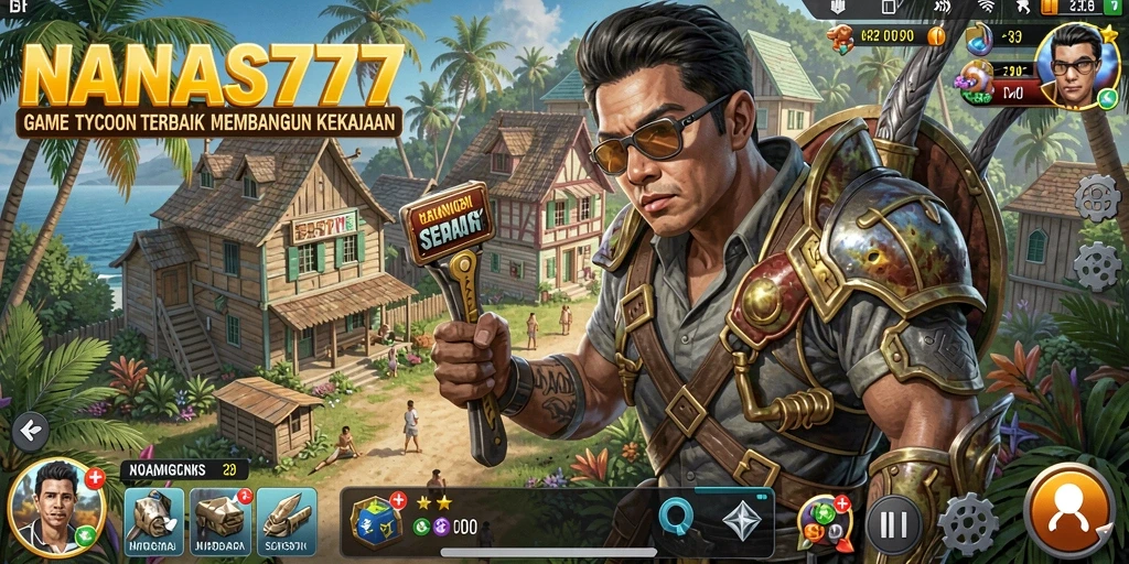 Tampilan gameplay NANAS777 dengan grafis yang memukau dan interaksi bisnis yang seru.