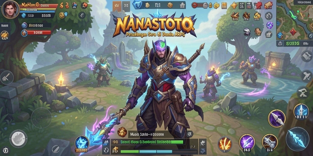 Tampilan seru petualangan dalam NANASTOTO dengan pertarungan ARPG mendebarkan.