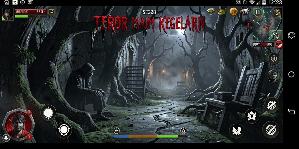 Screenshot gameplay SE328 yang menunjukkan suasana Horror yang mencekam.