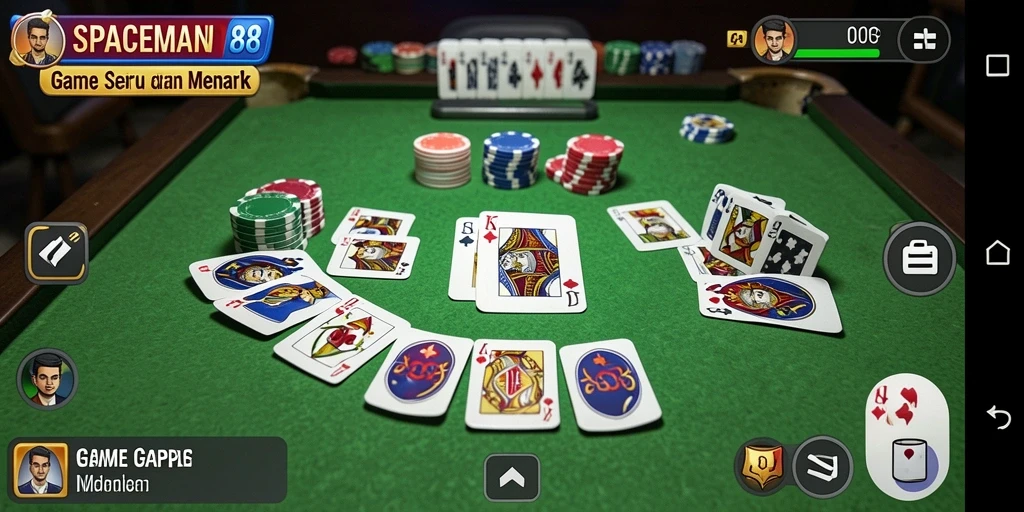 Tampilan gameplay seru dalam SPACEMAN88 dengan suasana Gaple.