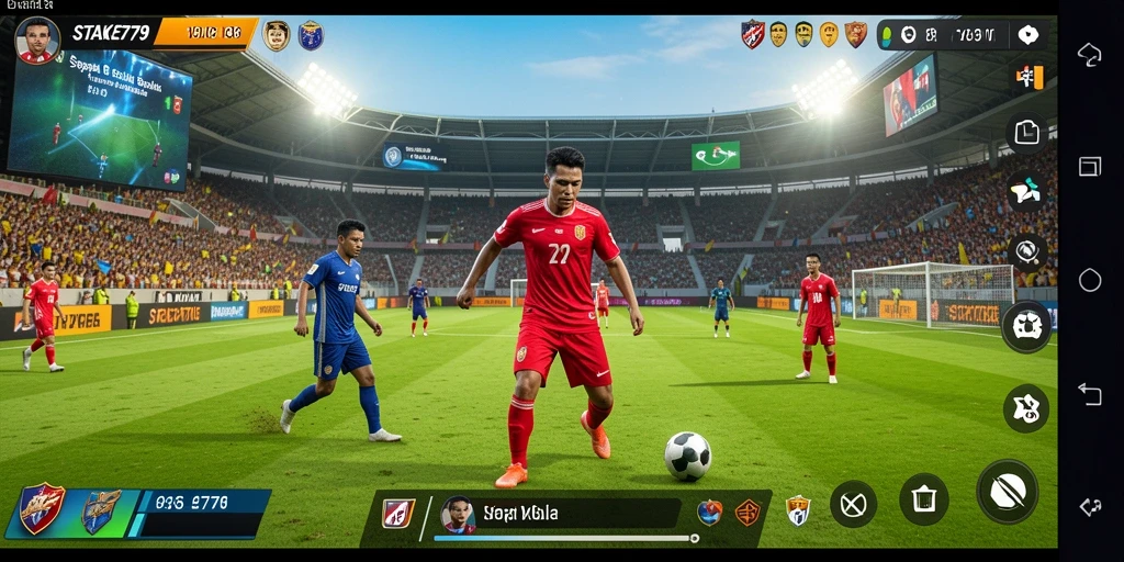 Tangkapan layar gameplay <strong>STAKE779</strong> menampilkan pertandingan sepak bola yang seru dan realistis.