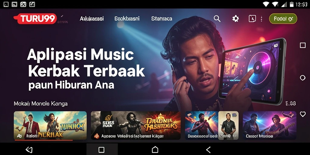 Screenshot utama TURU99 menampilkan antarmuka game Music yang menarik.