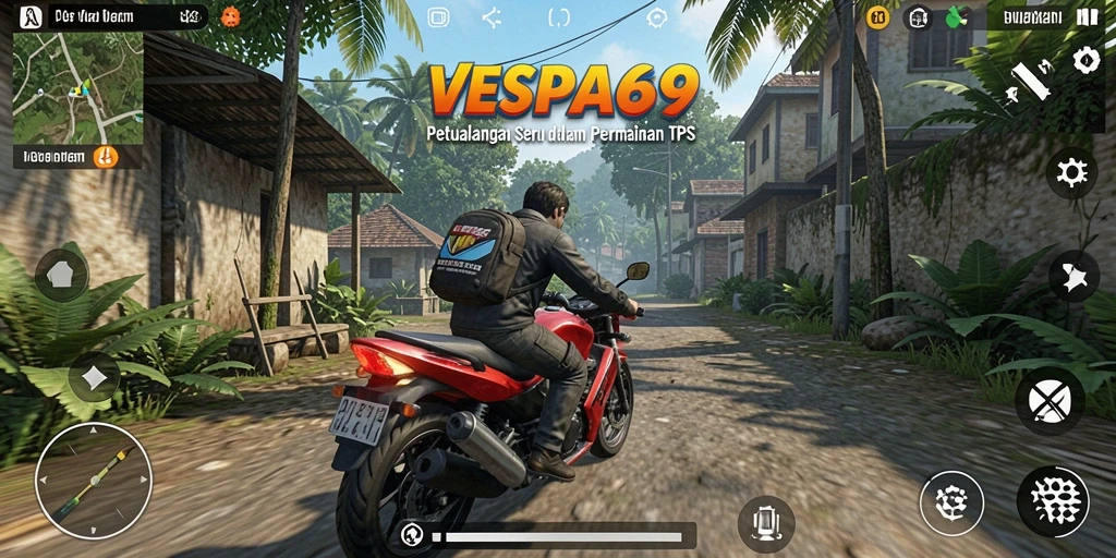 Screenshot gameplay VESPA69 menampilkan aksi seru di arena pertarungan.