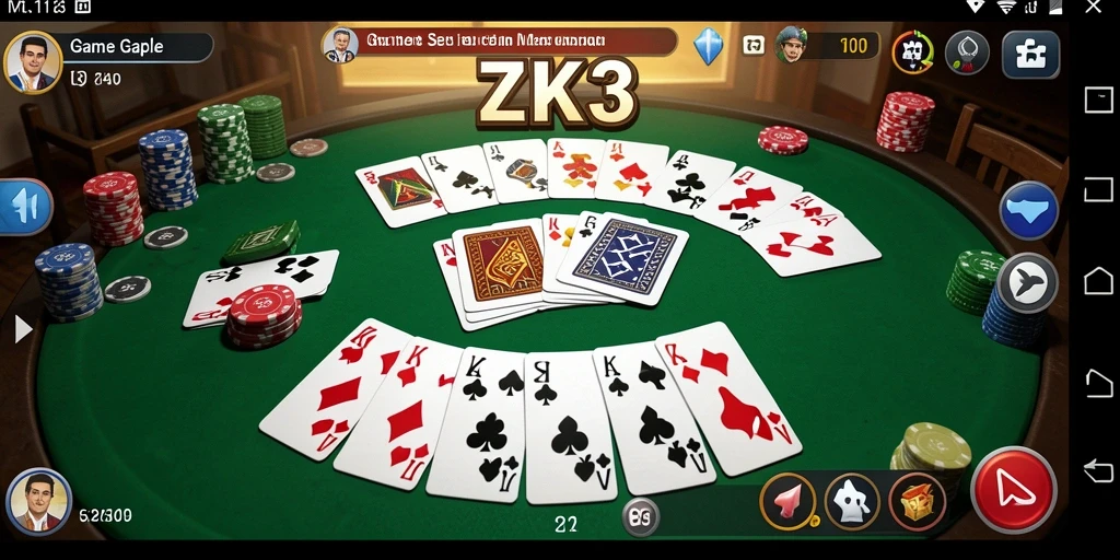 Tampilan gameplay ZK3 yang menarik dalam permainan Gaple.